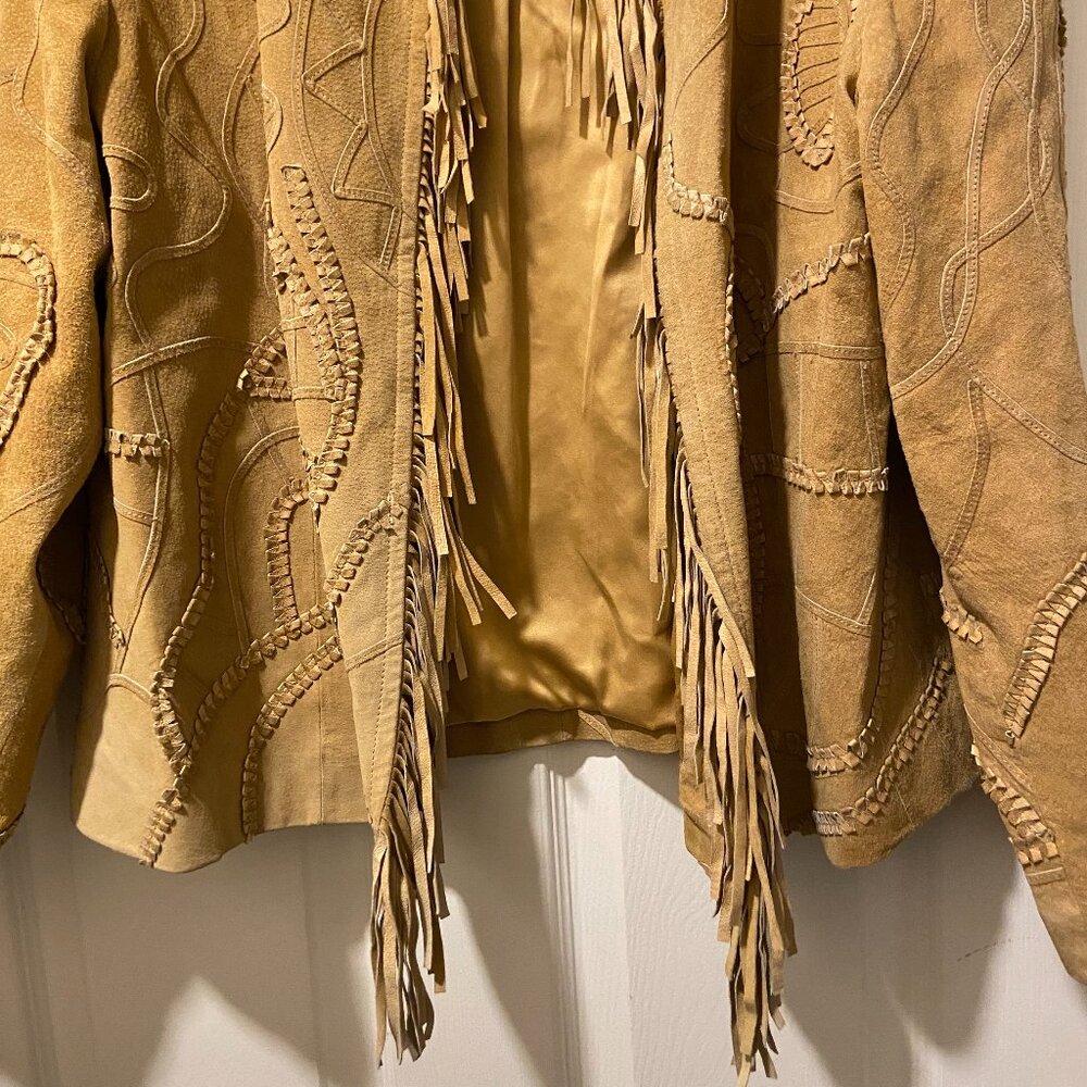 EUC Chico's suede jacket with fringe Chico's size 3 / XL / 16 - Picture 4 of 9